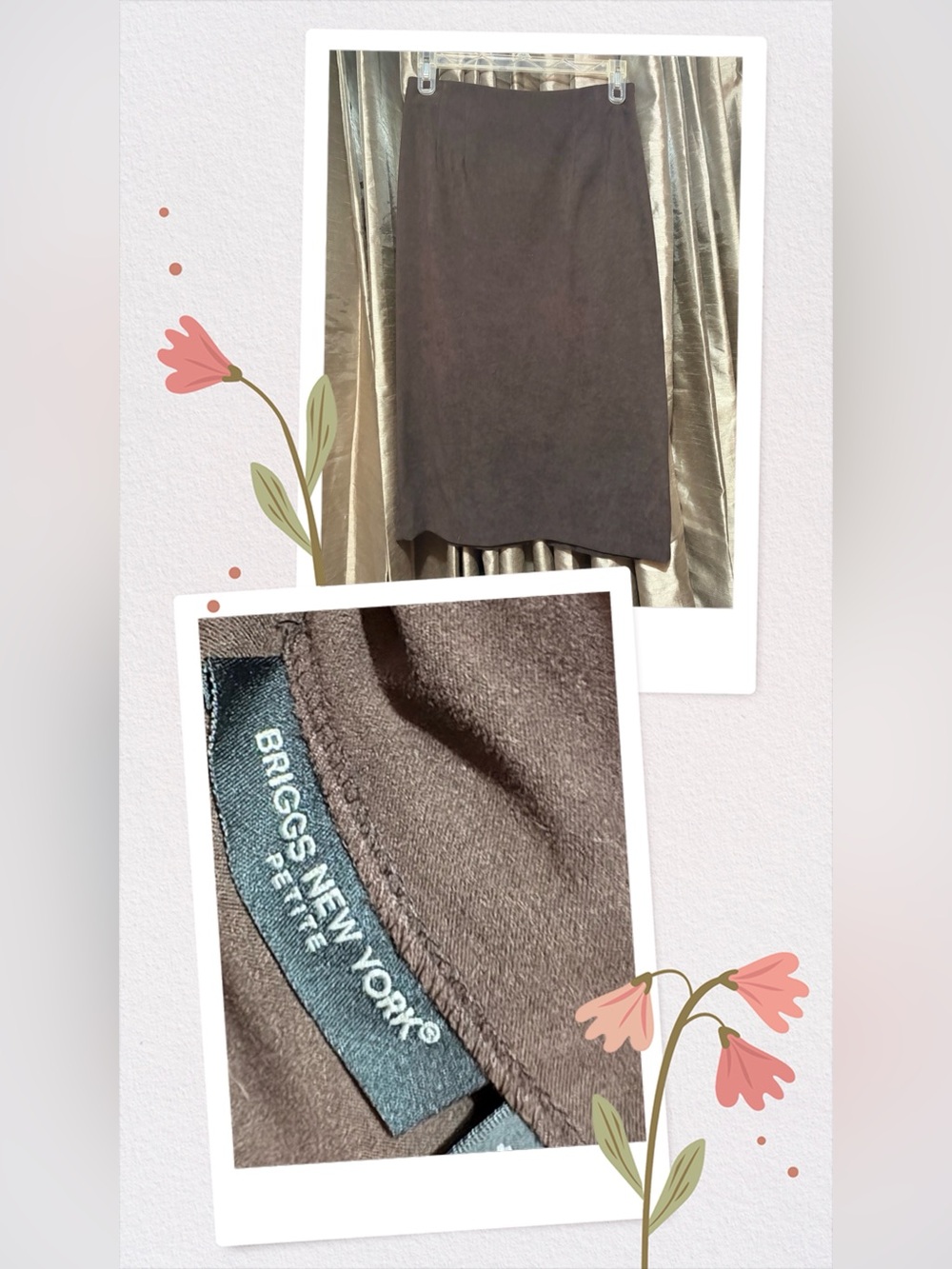 Briggs New York Brown Midi Pencil Skirt #2003